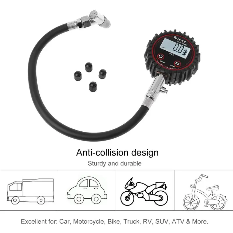 

LCD Display Digital Tire Air Pressure Gauge 200 PSI High Accuracy Barometers Monitoring Tools Tester for Car Motorcycle Bicycle
