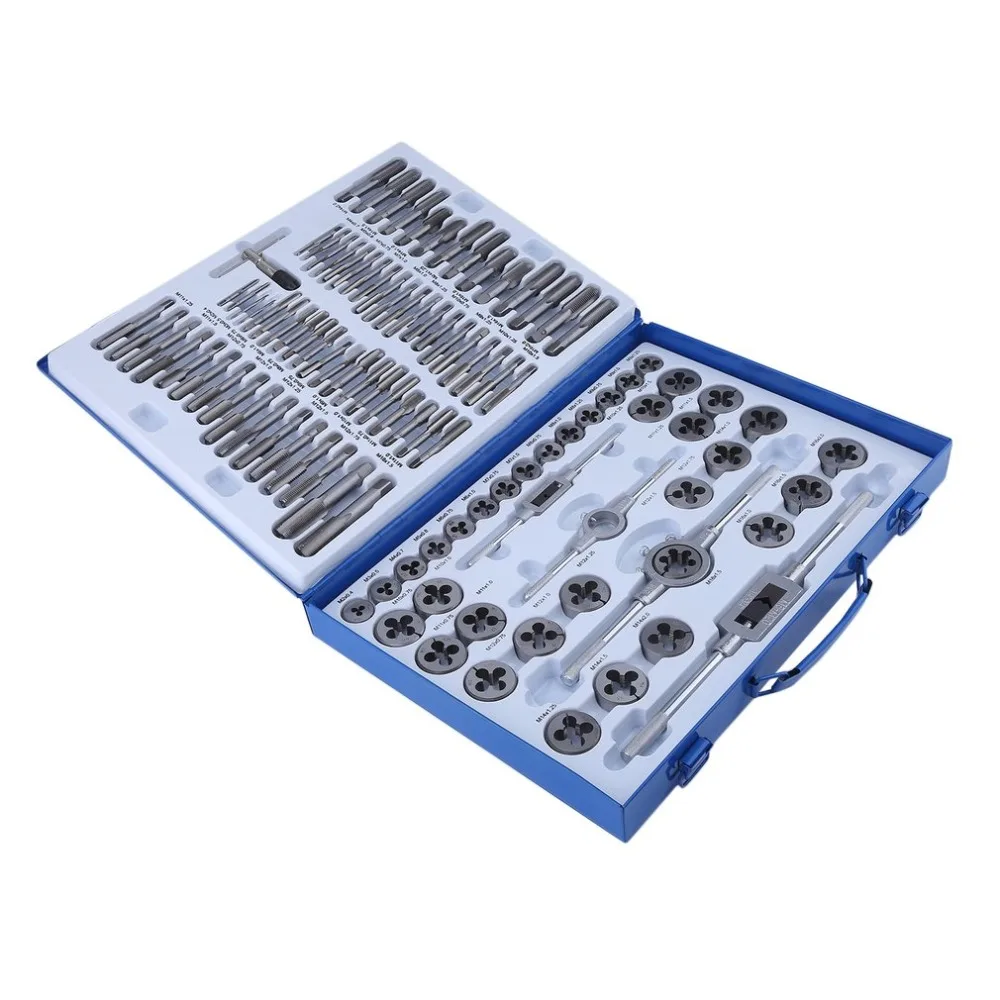 

110PCS/SET Metric Threading Tap And Die Set Tools Set Chrome Vanadium Steel Adjustable Tap Die Holder Gauge Wrench Hand Tools