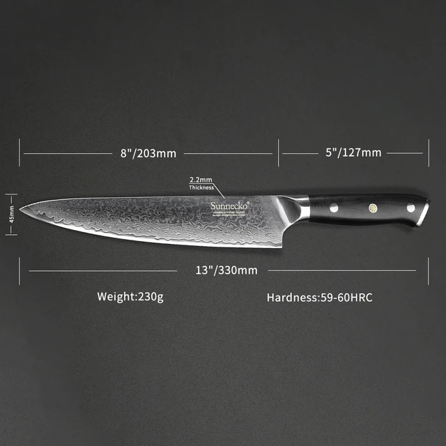 Modern Style 8″ Chef Knife - 73-layer VG10 Damascus (Sunnecko S&J