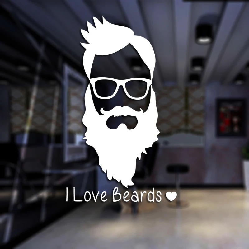 Man Beard Barber Shop Sticker Name Chop Bread Decal Haircut Posters Vinyl Wall Art Decals Decor Windows Decoration Mural