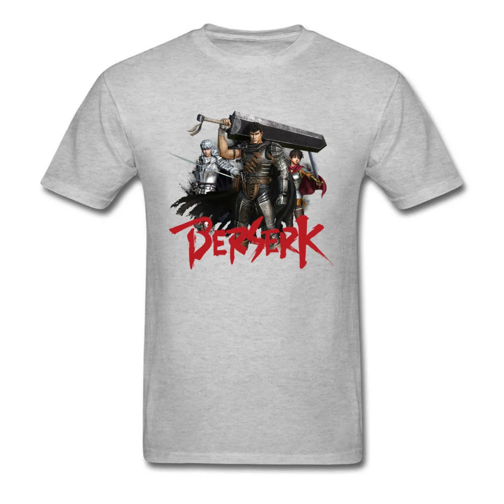 Comic berserk O-Neck Top T-shirts Summer/Autumn Tops Shirt Short Sleeve Hot Sale Pure Cotton Printed On Tee Shirt Street Mens Comic berserk grey