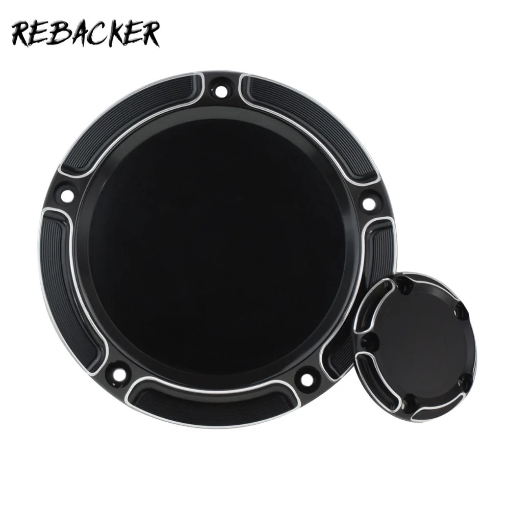 Black Derby Timing Timer Covers Cover 5 Hole CNC Aluminum For Harley