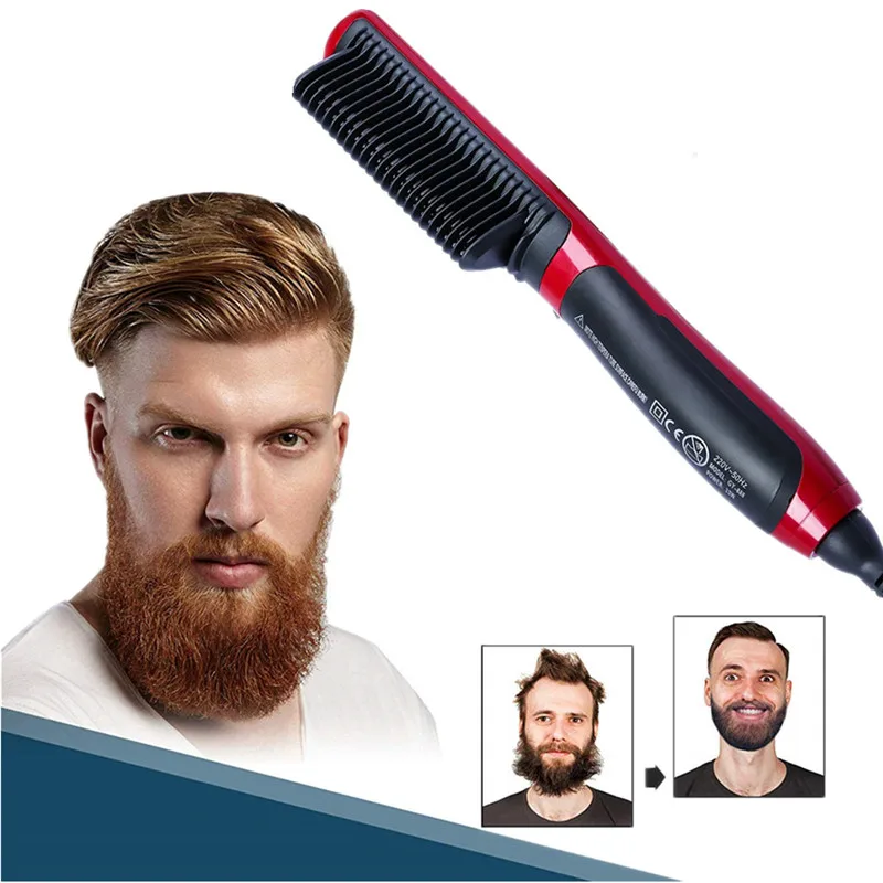 Kaufen Männer Schnell Bart Haarglätter Styler Kamm Multifunktionale Haar Curling Curler Zeigen Kappe Werkzeug Elektrische Haar Styler für Männer