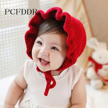 

Lotus Leaf Edge Baby Wool Cap Warm Wind-proof Spring and Autumn Cap.
