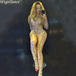 Новый певец Dj Ds сексуальный горный хрусталь комбинезон для сцены джаз танцевальные костюмы женщина Бесплатная доставка