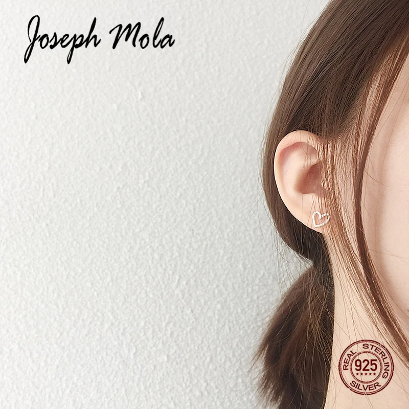 Joseph Mola 2019 женские серьги 8 мм матовое сердце серебро 925 пробы гвоздики для девочек