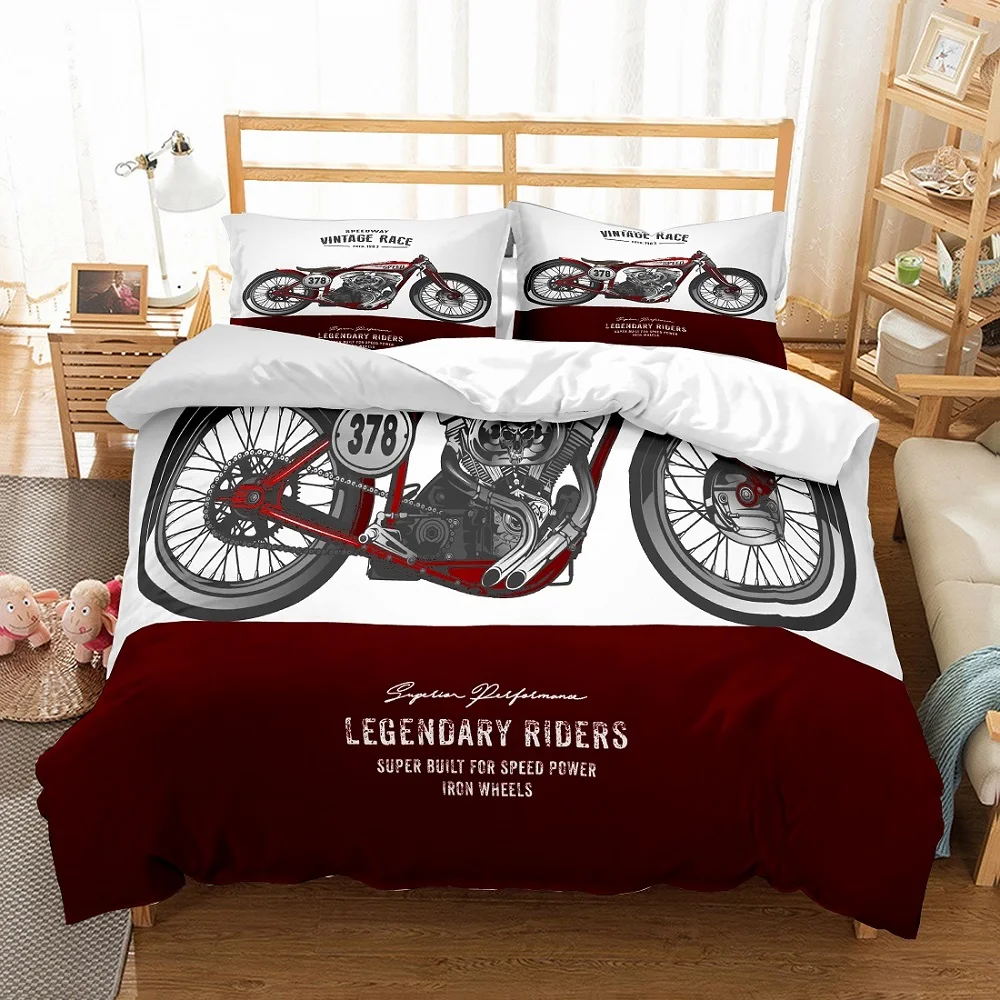 3d Digital Exquisited Silver Red Speed Motorcycle Vintage Race