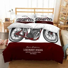 3D Digital exquisito plateado/rojo velocidad motocicleta Vintage carrera impreso rojo/blanco funda nórdica juego de cama 3 uds con 2 fundas de almohada