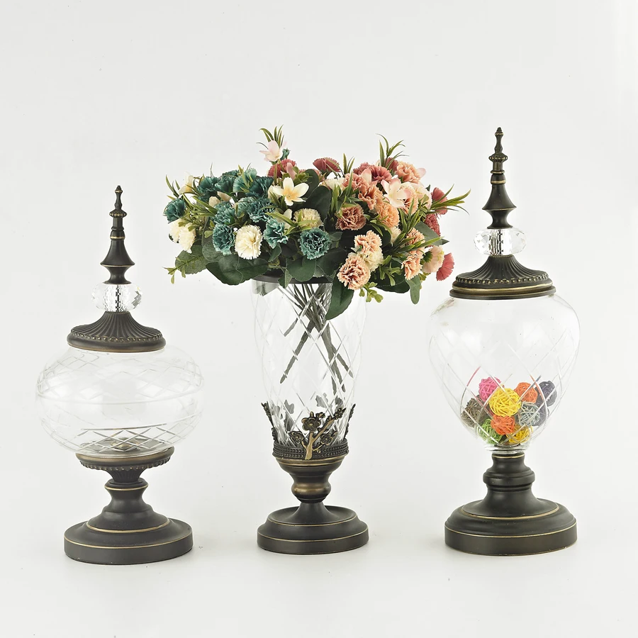 Buy Flower Vase Bronze Base Glass Vases Decoration