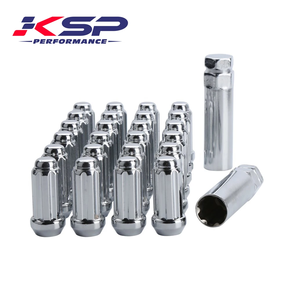 

KSP 24 PC Chrome M14x1.5 Duplex 7 Spline Lug Nuts Closed End Cone Seat With 2 Keys For CHEVY GMC SILVERADO HUMMER with 6 Lugs