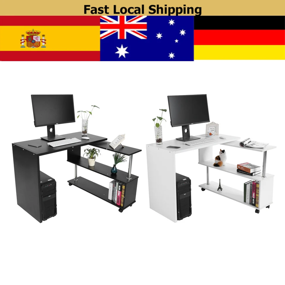 360 Degree Rotatable Corner Computer Office Desk L Shape Computer
