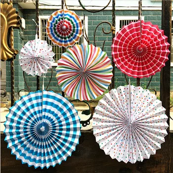 

6pcs/lot Colorful Handcraft Paper Fan Rosettes Folding Honeycomb Fan Flower Home Wedding Backdrop Decor Birthday Party Supplies