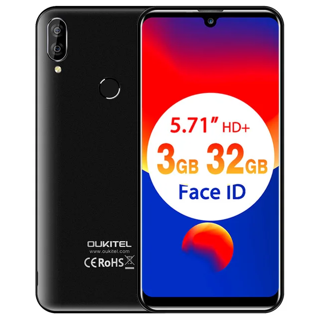 OUKITEL C16 Pro 5,71 ''Android 9,0 19:9 мобильный телефон с экраном капли MT6761P Quad 3 Гб ram 32 Гб rom смартфон 4G LTE мобильный телефон - Цвет: Black