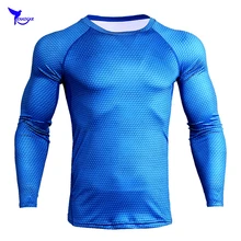New Men Compression Skin Tight Shirt MMA Long Sleeves 3D Printed Rashguard Fitness Base Layer Weight Lifting Tops Tees Quick Dry