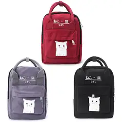 THINKTHENDO милый дизайн кошки Одноцветный холщовый Повседневный небольшой рюкзак для школы сумки дорожный рюкзак сумки для книг для