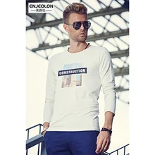 Enjeolon brand Mens Fashion long sleeve T Shirts, o-collar printing black Clothing For Man’s T-Shirts Slim Tops Tee RST1901-1