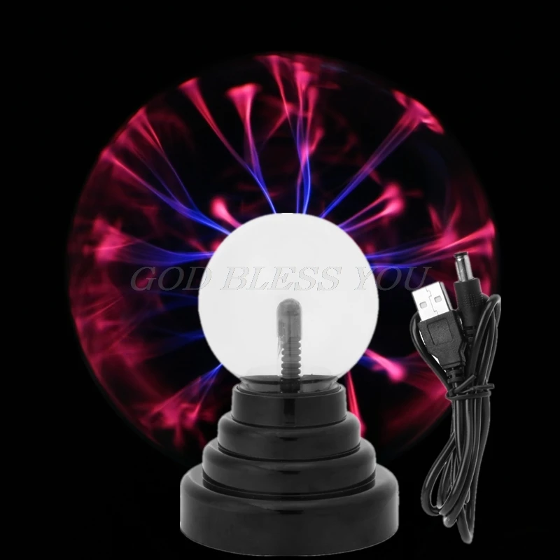 

Hot Selling 14.5X9.8cm USB Magic Black Base Glass Plasma Ball Sphere Lightning Party Lamp Light With USB Cable