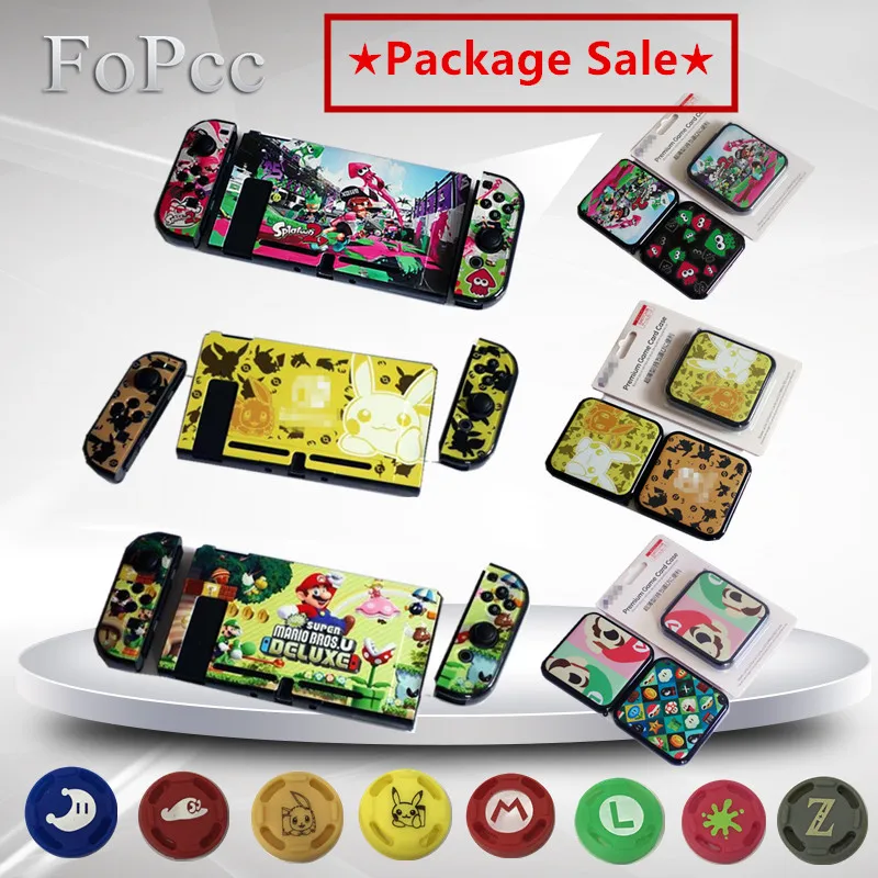 

FoPcc NS Protective Case Card Slot Silicone Grips Package Sale Combo for Nintendo Switch Console