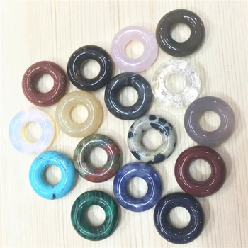 

16*5MM Synthesis & Natural Stone Necklace&Pendant Hollow Circle Roses Quartz Opal Unakite Reiki Healing Women Men Jewelry 10PCS