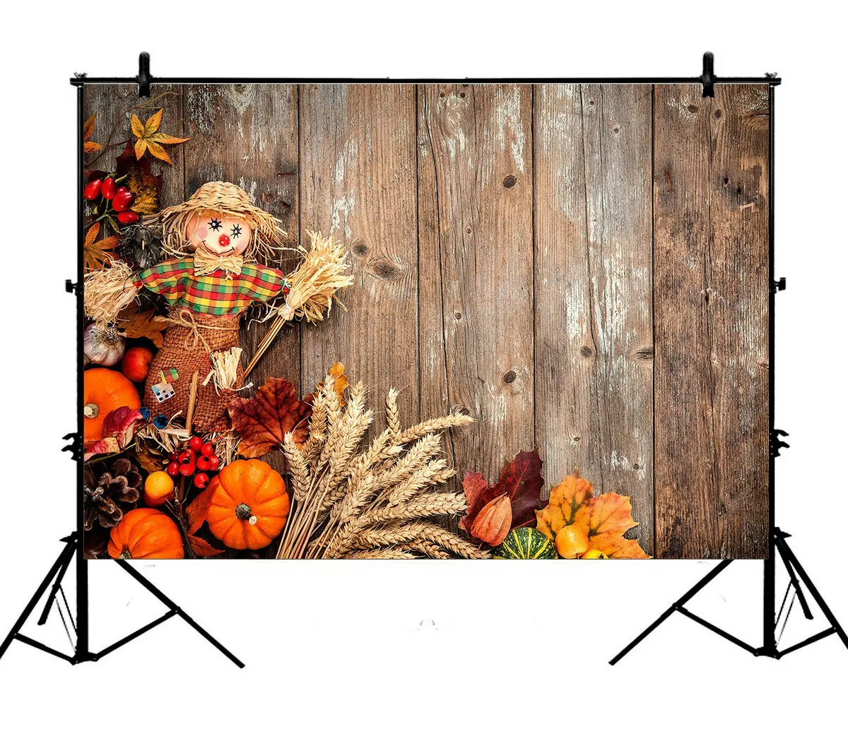

5x7ft Vintage Wood Wall Autumn Scenery Thanksgiving Polyester Photo Background Portrait Backdrop