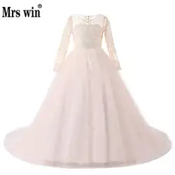 2018 Платья с длинными рукавами и цветочным узором для девочек на свадьбу, платья для первого причастия для девочек, платья для дня рождения