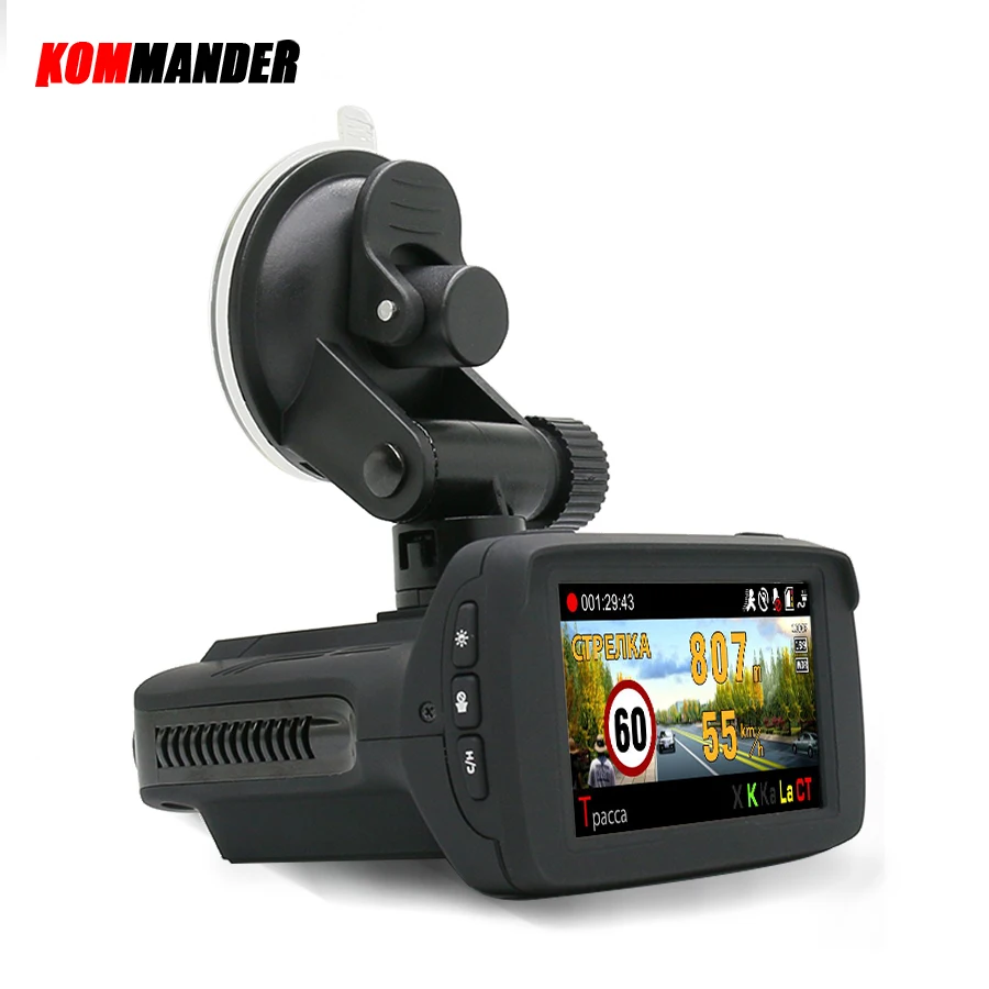  Kommander Ambarella Car DVR Camera Radar Detector GPS 3 in 1 LDWS FHD 1296P Video Loop recording Da