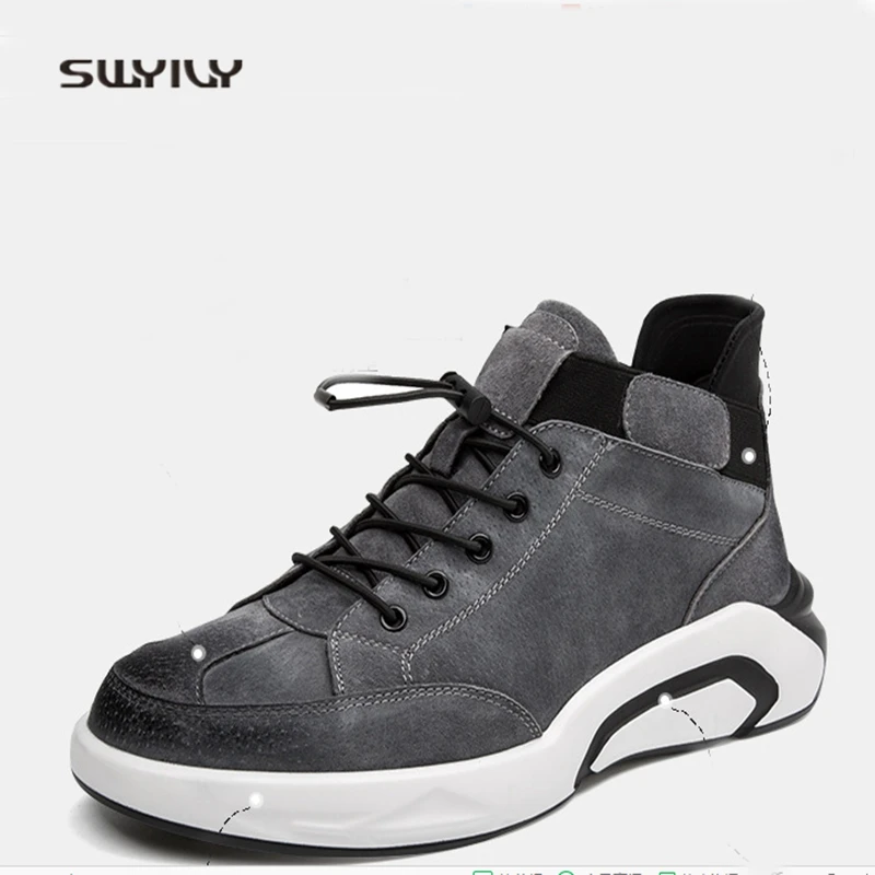 SWYIVY Skateboarding Shoes  Genuine Leather Hard-wearing Anti-slip 2018 Summer Breathable Thick-soled Men