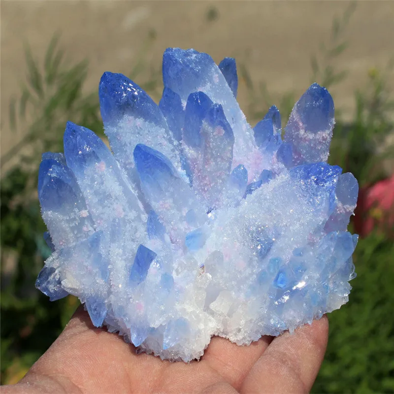 

New Find Blue Phantom Quartz Crystal Cluster Mineral Specimen Healing