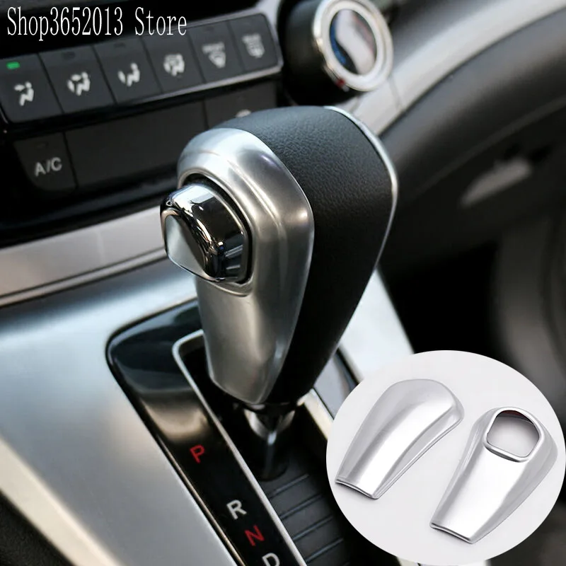 2pcs ABS Chrome Car Gear Covers Case Automatic Shift Knob Cover For