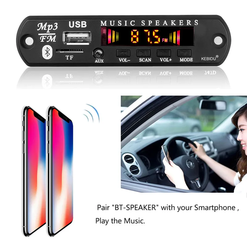 Bluetooth 5,0 Автомобильный MP3 WMA декодер доска 5 в 12 В mp3-плеер аудио USB TF fm-радио модуль беспроводной пульт дистанционного управления для автомобиля