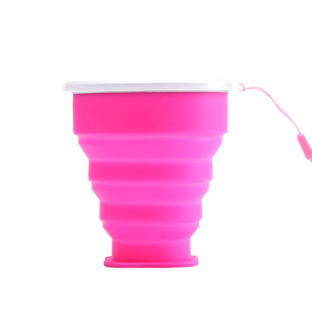 Складная чашка дорожная чашка портативная силиконовая кружка для воды силикагель телескопическая складная - Цвет: Pink