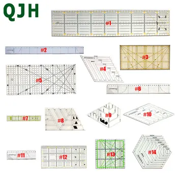 Sewing Patchwork Ruler DIY Manual Patchwork Tool Measuring Ruler Acrylic Ruler Tailor Ruler Polygonal Drawing Ruler Sewing Tool measuring tool transparent quilting sewing patchwork foot aligned ruler grid cutting edge tailor craft handmade ruler 15 3 cm