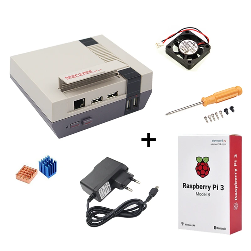 

New Arrival Retroflag NESPi Case+Raspberry Pi 3 Model B + Cooling Fan + Heat sinks +5V 2.5A Adapter for Raspberry Pi 3