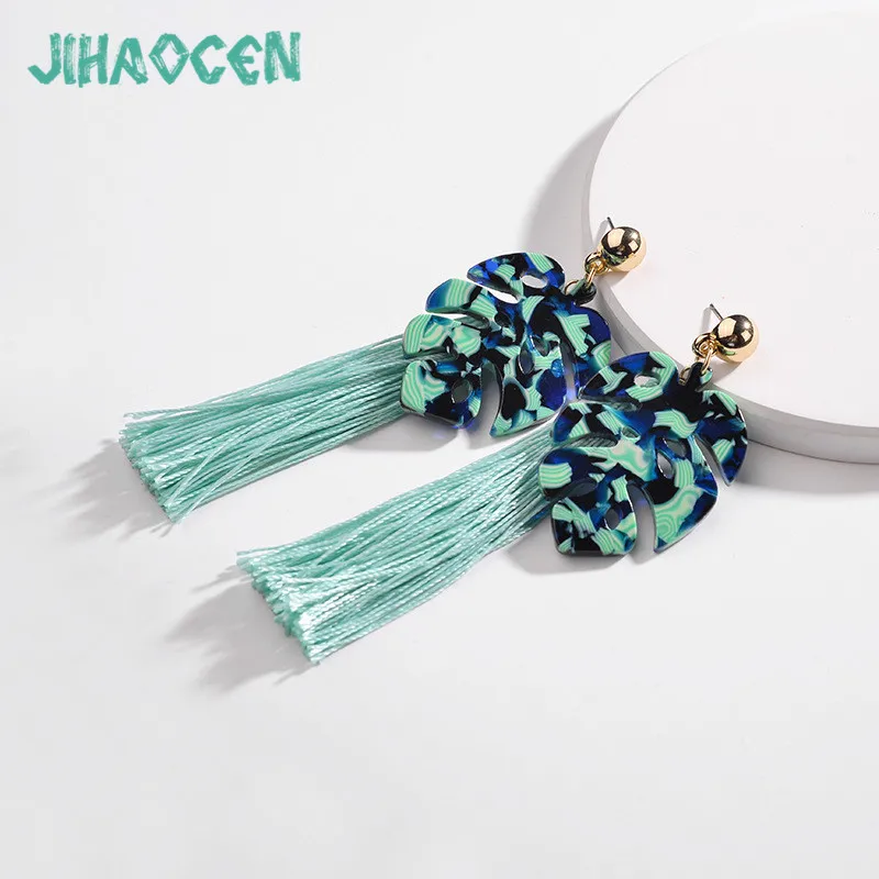 

Long Tassel Women Hanging Earrings Jewelry Orecchini Pendenti Joias Bijuterias Acrylic Leaf Dangle Earring Brincos Pendientes