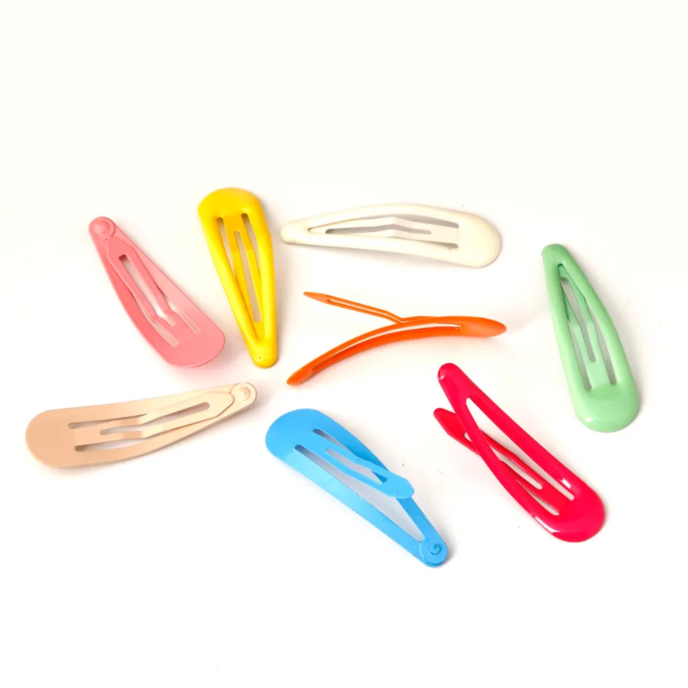 24pcs/box Candy Color Dripping Oil Iron safety Hair Clip for children Hair Ornament Accessories Random pattern tin box packaging Jewelry Findings
