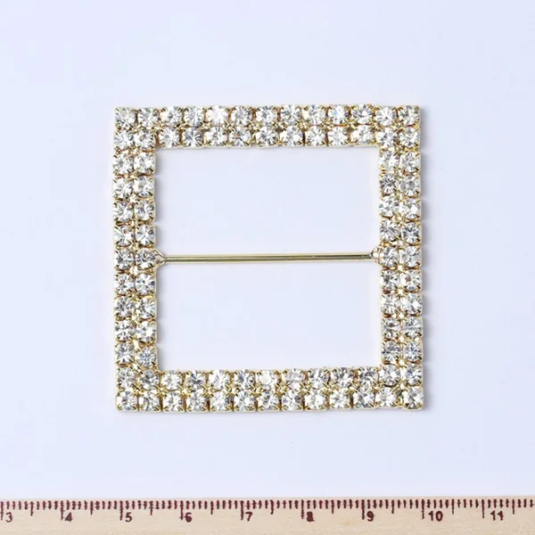 

10pcs A-Grade Gold / silvery square Shape Rhinestone Buckle Diameter 5cm for Chair Sash Bow DIY Craft Supply Free Shipping