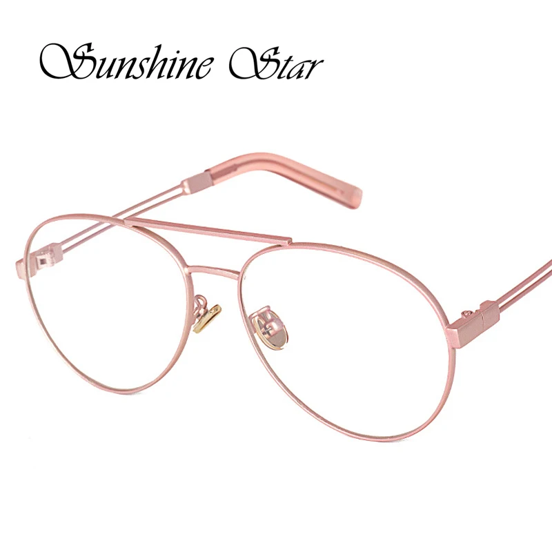 Sunshine star 2017 New Aviator Clear lens glasses Metal frames for Women Brand Designed Men Eyeglasses