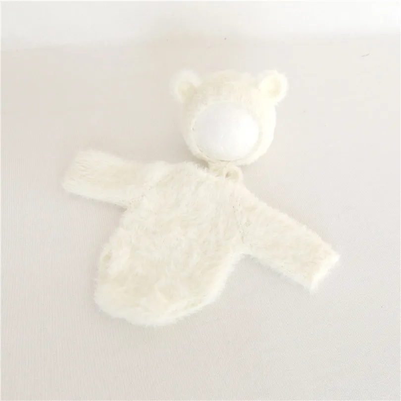 Newborn Footed Romper Knit Baby Bear Outfit Long Sleeved Onesie Photo Props Hooded And Hat Set |