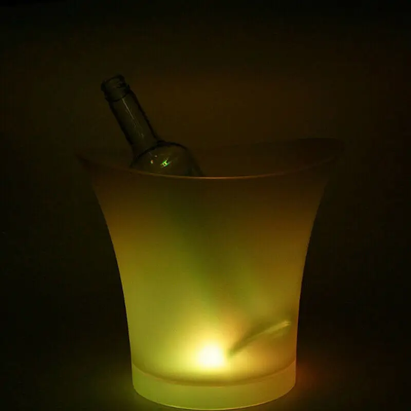Новое поступление 6 цветов светодиодный свет ведро для охлаждения шампанского льдом вино, напитки охладитель льда для пива Бар вечерние 5L - Цвет: Цвет: желтый