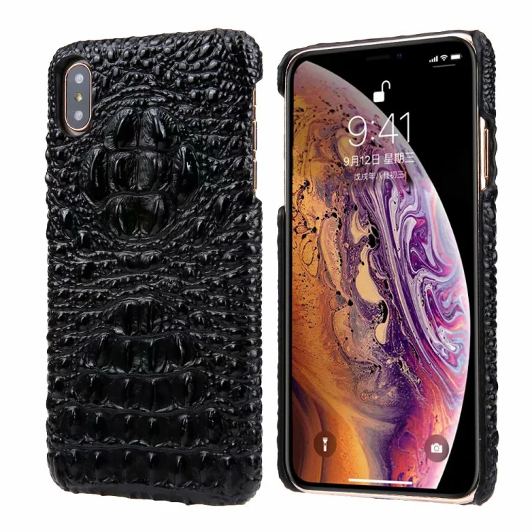 

Real leather phone back cover case for iPhone 6S 7/8 Plus X Deluxe 3D crocodile pattern retro slim case for iphone 7Plus 8Plus