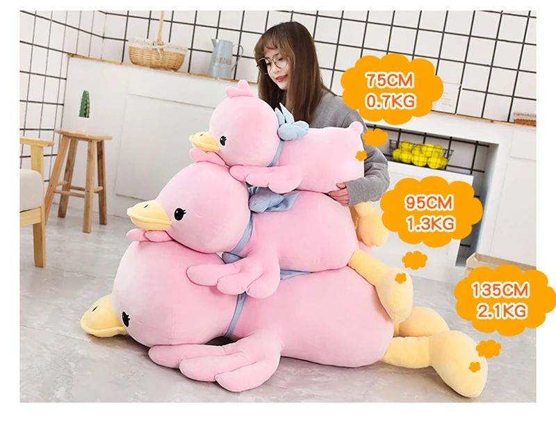 Dorimytrader kawaii duck animal plush toy yellow duck doll creative girl doll sleeping pillow doll Deco 130cm 51inch DY50580 (14)