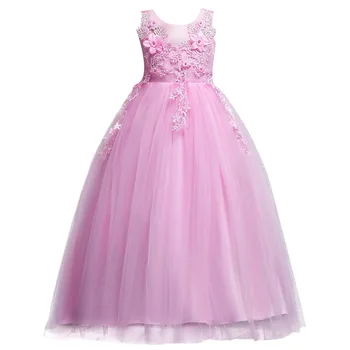 

2019 New Fashion Kids Girl Dress Embroidery Maxi Bridesmaid Dress Wedding Birthday Party Princess Dress Kid Dress for Girl 3-12Y