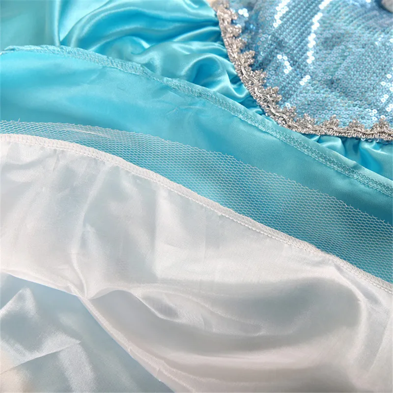 Коллекция года, новое голубое платье для маленьких девочек, костюм «Холодное сердце» платье Снежной королевы, Детские вечерние платья, платье с фатиновой юбкой для костюмированной вечеринки, От 3 до 8 лет
