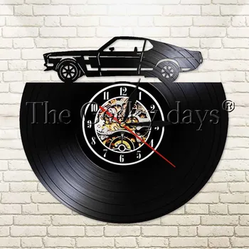 

1Piece Retro Car Automotive Creative Vinyl Record Wall Clock Modern Antique Car Wall Watch Time Decor Art For Car Fan Gift