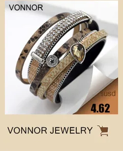 Vonnor Jewelry Витые браслеты для Для женщин женские кожаные Браслеты с красочными Бусины и бисер магнит застежка Браслеты