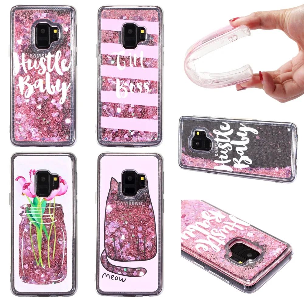 

Phone Case For Samsung Galaxy S9 Plus Dynamic Liquid Quicksand Soft TPU Fat Cat Back Cover for Samsung Galaxy S9 Phone Bag