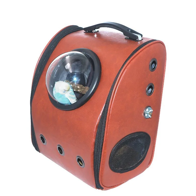 

Portable Mini Outdoor Travel Transport Bird backpack Parrot Cage Carriers Parrot Bag With Wood Perch Pet accessories CW079