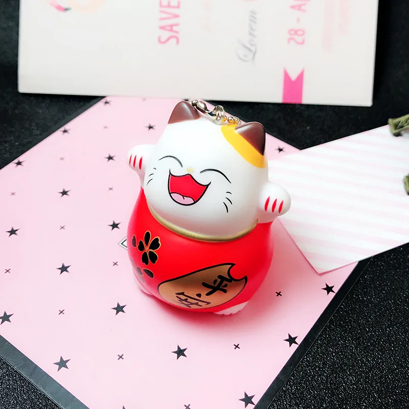 Cute Fortune Cat Figures Toys Keychain Anime Cartoon Lucky Cats Neko Figuras Dolls Key Bag Pendant (8)