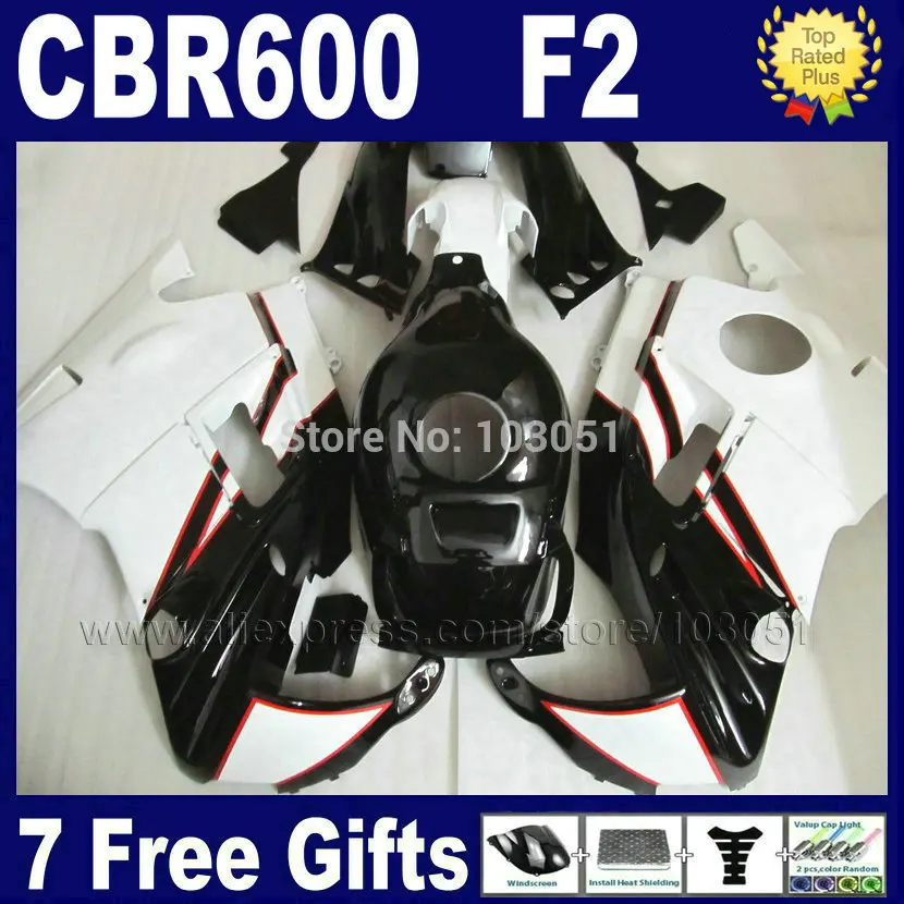 Custom Motor fairings kit for Honda 1993 1994 CBR 600 F2 1991 1992 CBR600 91 92 93 94 F2 CBR600 F white black body fairing parts