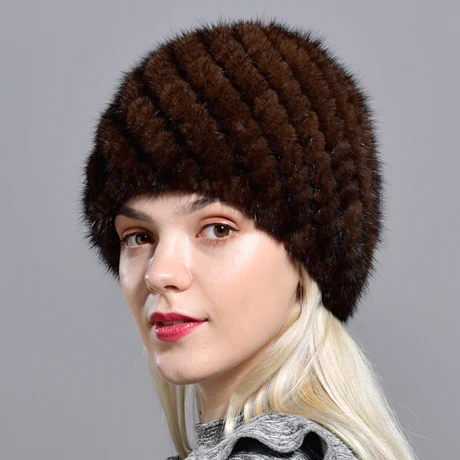 Brown Raglaido Женская вязаная шапка mink fur шапки женские трикотажныеТрикотажные Норки Меховые Шапки для Женщин Подлинная Натурального Меха ананас Шапка Зимняя Шапочка Шляпы Снег Русский Реального Меховая Шапка LQ11191 - Цвет: Brown